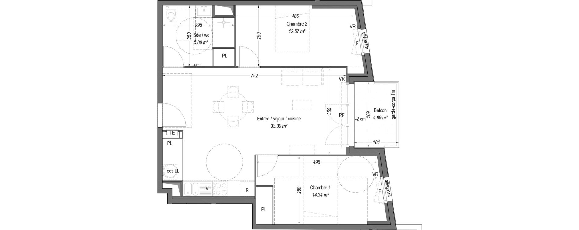 Appartement T3 de 66,01 m2 &agrave; Villenave-D'Ornon Cl&eacute;menceau - pontac - sallegourde - pont langon