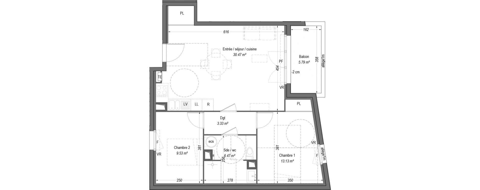 Appartement T3 de 62,93 m2 &agrave; Villenave-D'Ornon Cl&eacute;menceau - pontac - sallegourde - pont langon