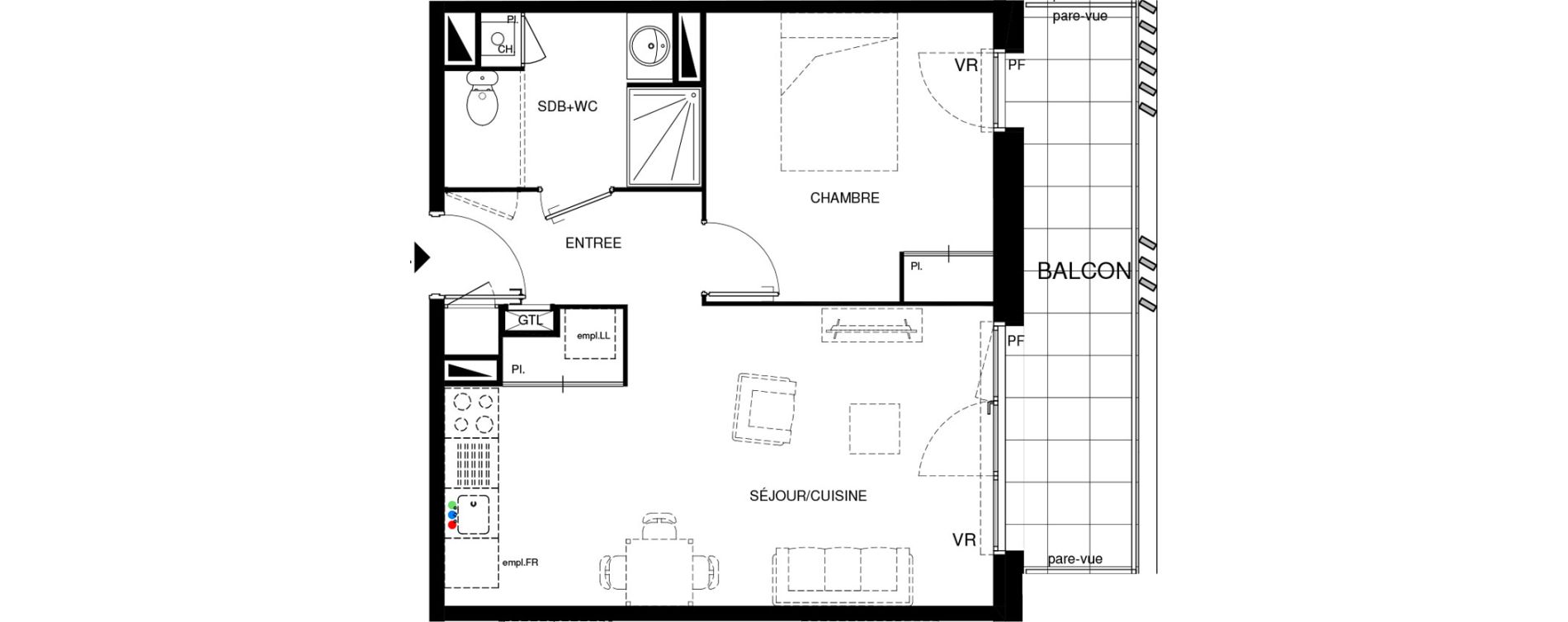 Appartement T2 de 45,05 m2 &agrave; Villenave-D'Ornon Chambery