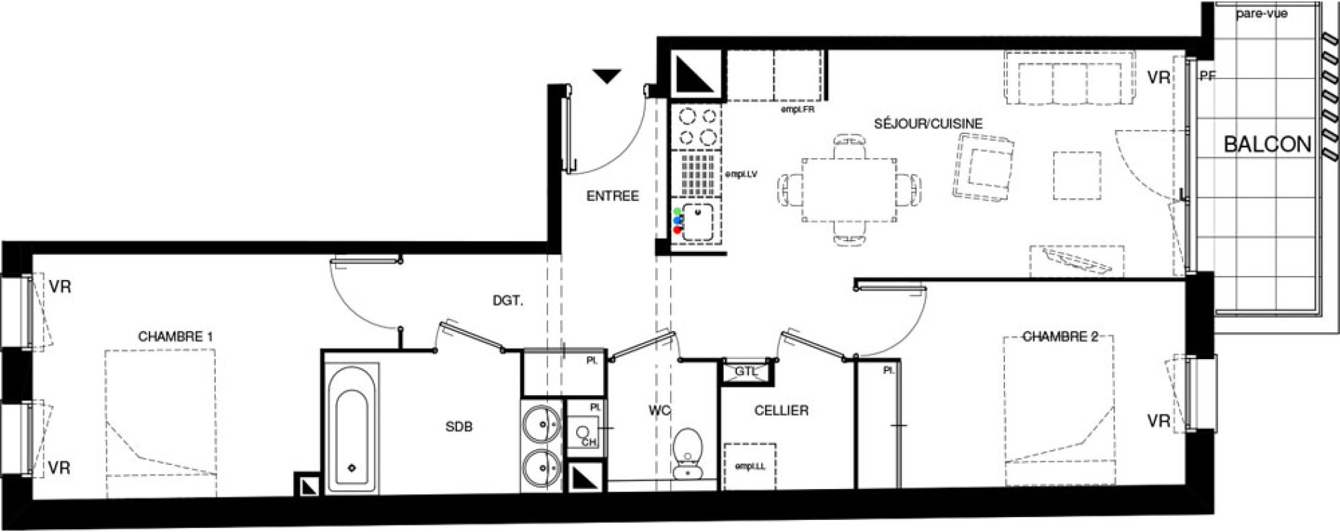 Appartement T3 de 62,89 m2 &agrave; Villenave-D'Ornon Chambery