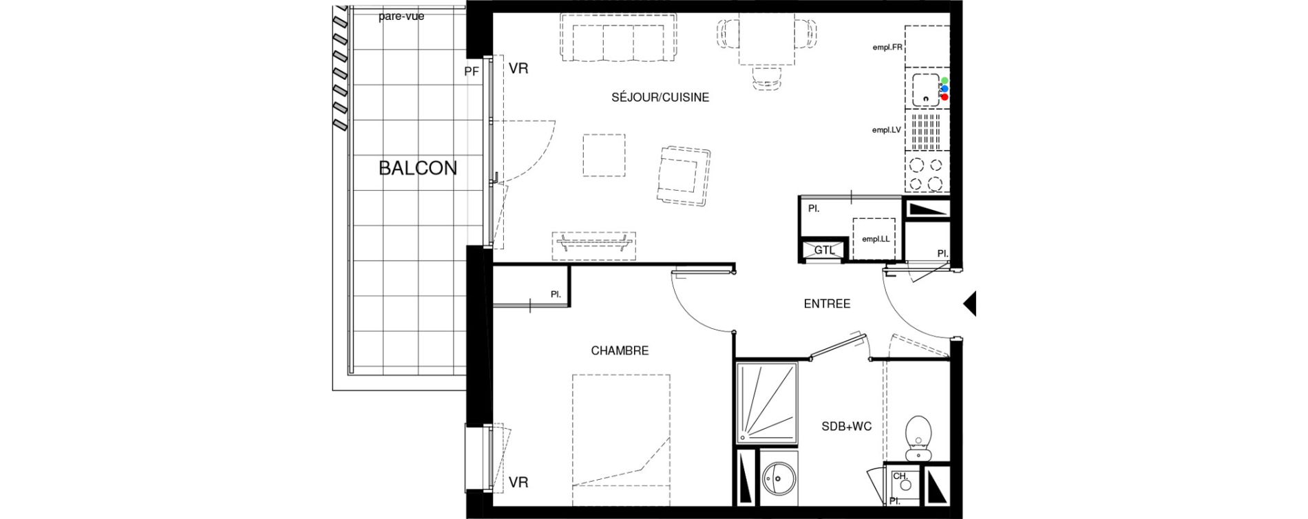 Appartement T2 de 45,03 m2 &agrave; Villenave-D'Ornon Chambery