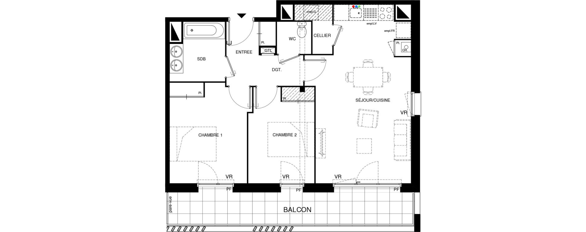 Appartement T3 de 65,54 m2 &agrave; Villenave-D'Ornon Chambery