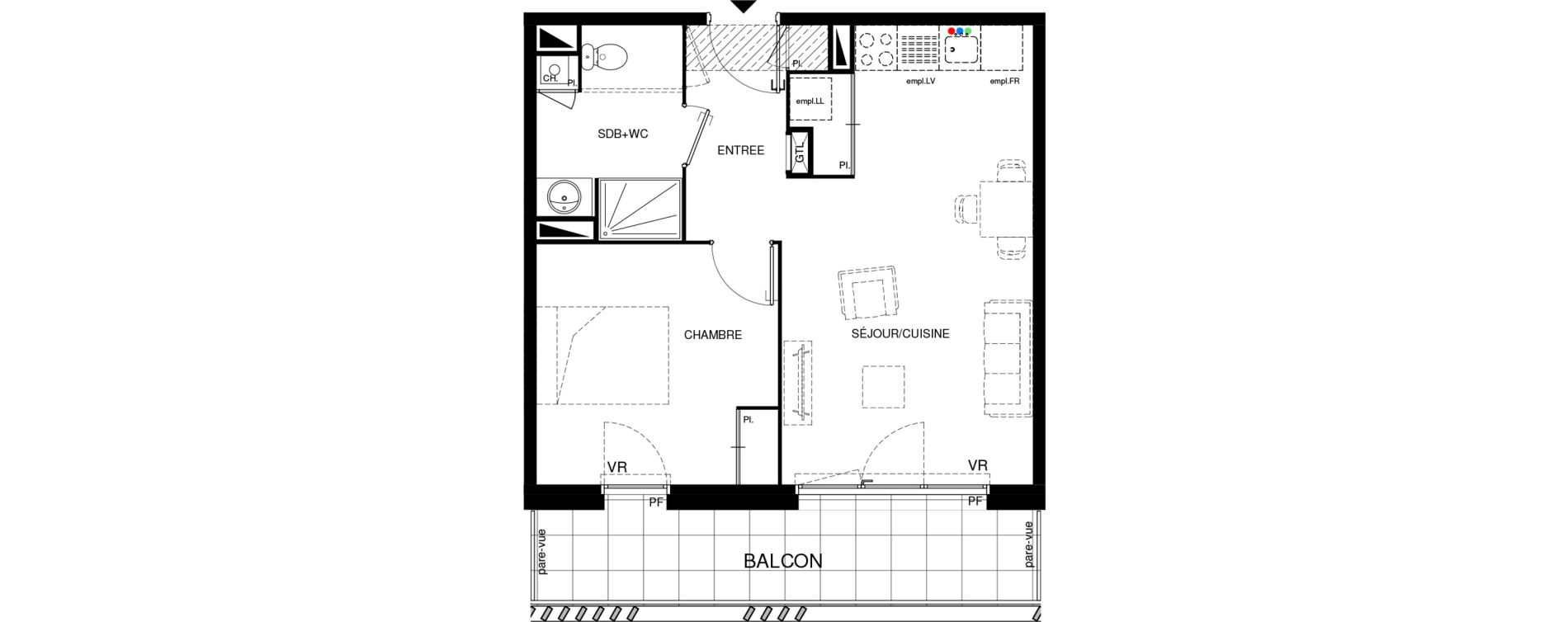 Appartement T2 de 45,14 m2 &agrave; Villenave-D'Ornon Chambery