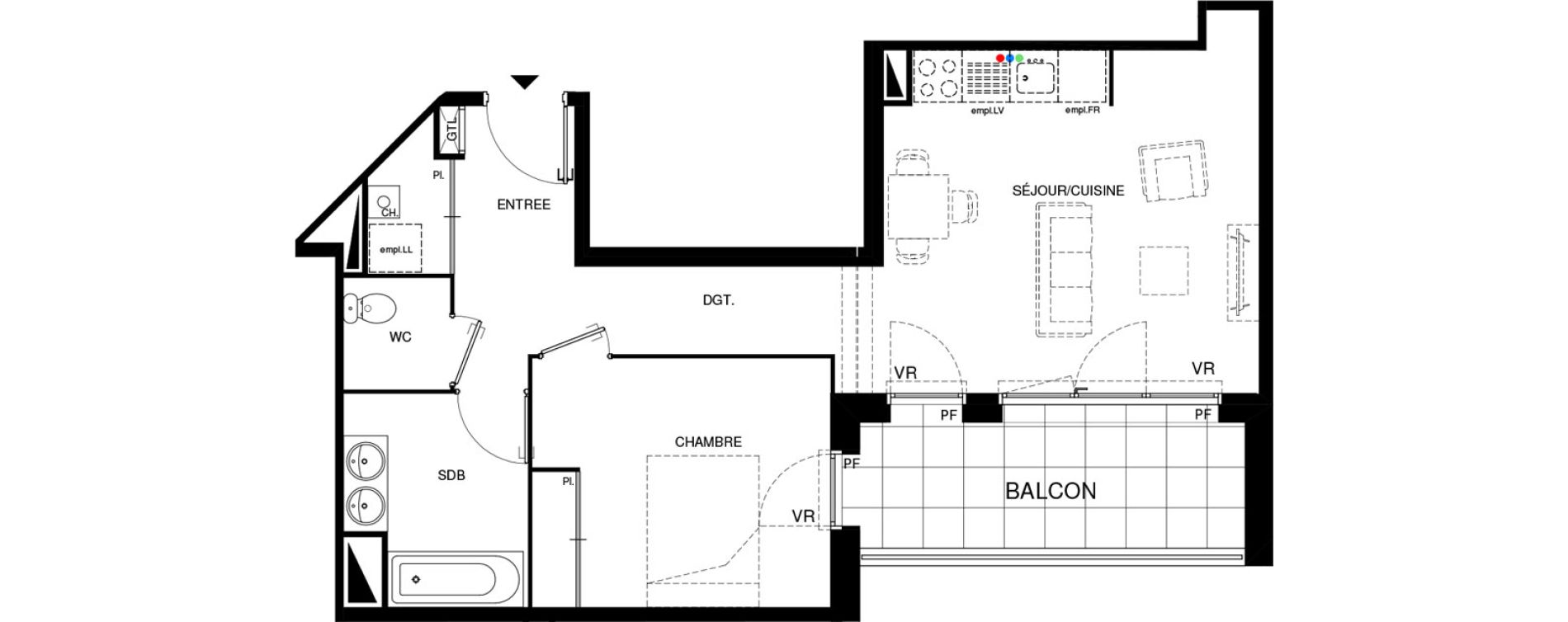 Appartement T2 de 50,70 m2 &agrave; Villenave-D'Ornon Chambery