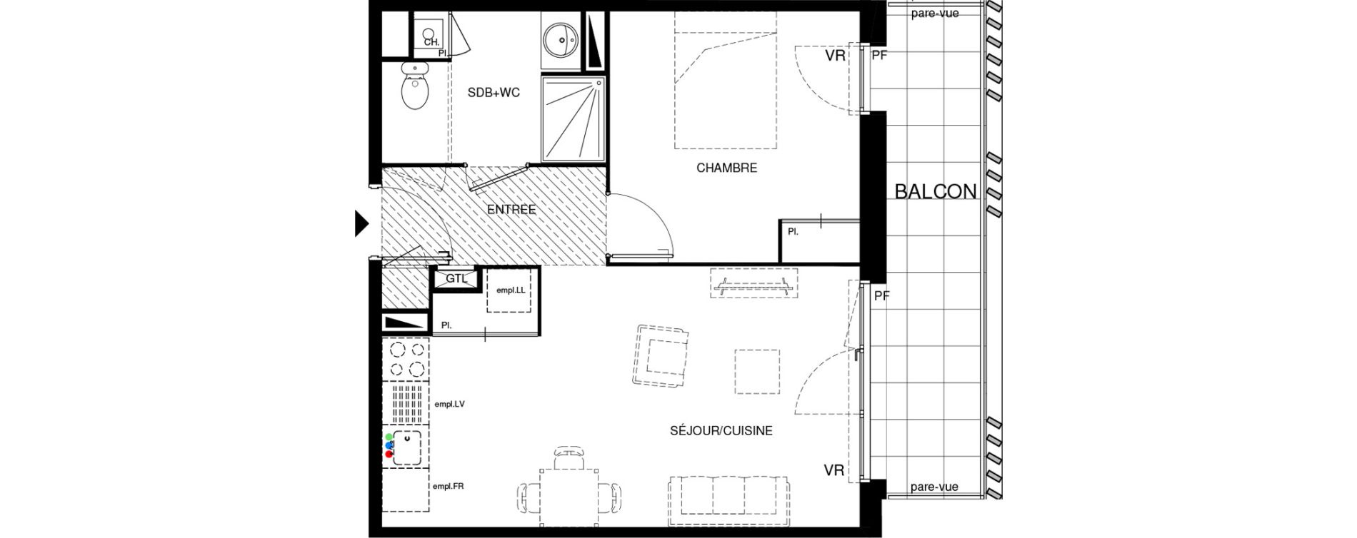 Appartement T2 de 45,05 m2 &agrave; Villenave-D'Ornon Chambery