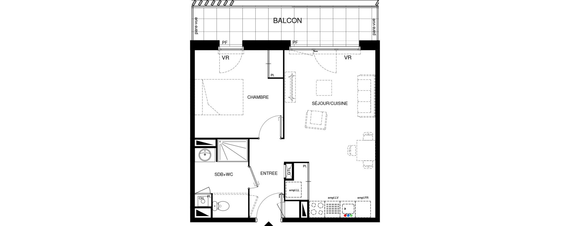Appartement T2 de 44,85 m2 &agrave; Villenave-D'Ornon Chambery