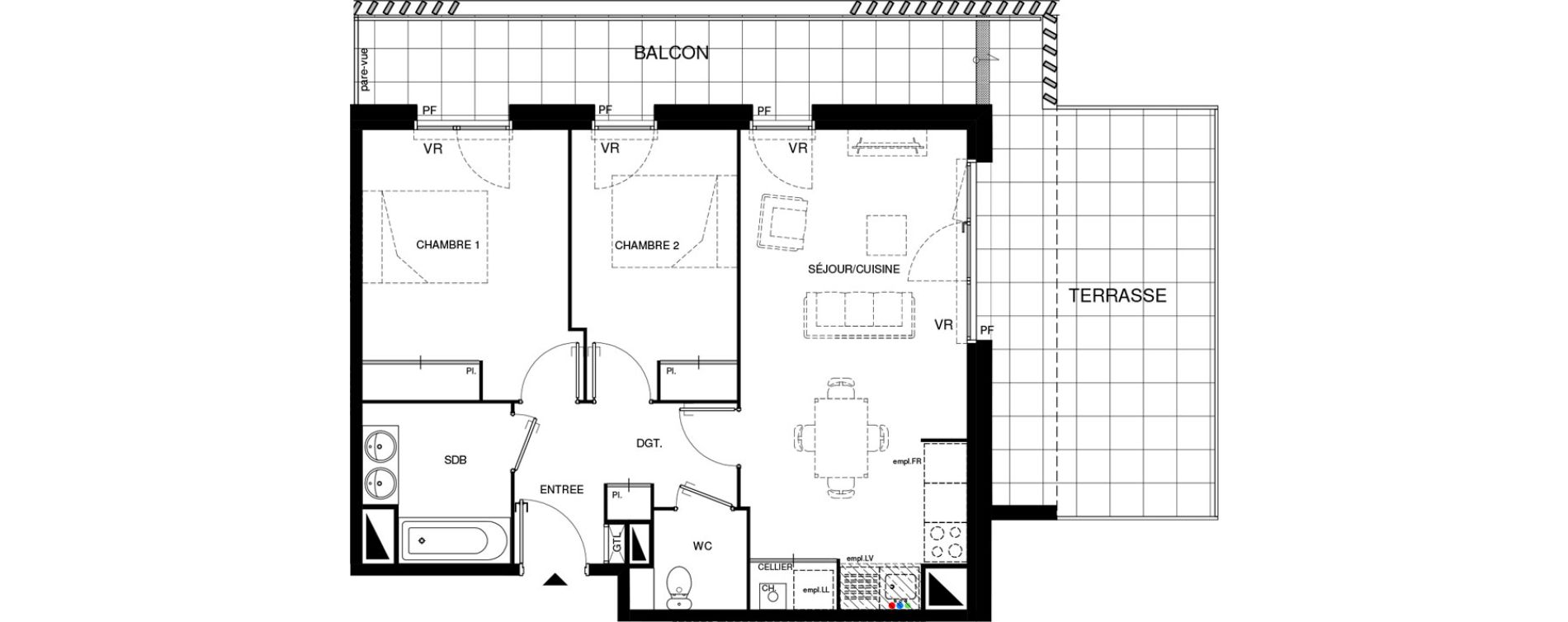Appartement T3 de 61,41 m2 &agrave; Villenave-D'Ornon Chambery