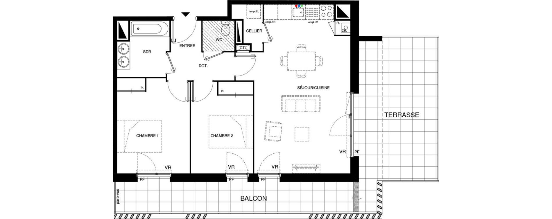 Appartement T3 de 67,14 m2 &agrave; Villenave-D'Ornon Chambery