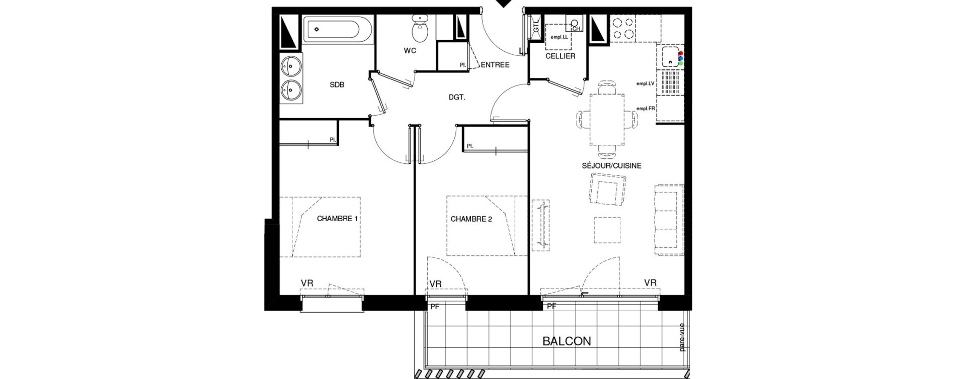Appartement T3 de 60,09 m2 &agrave; Villenave-D'Ornon Chambery