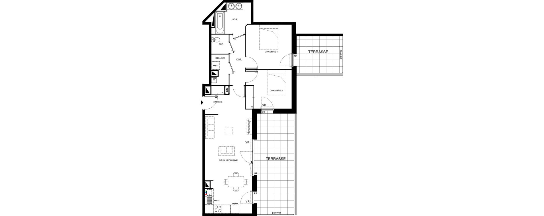 Appartement T3 de 69,76 m2 &agrave; Villenave-D'Ornon Chambery