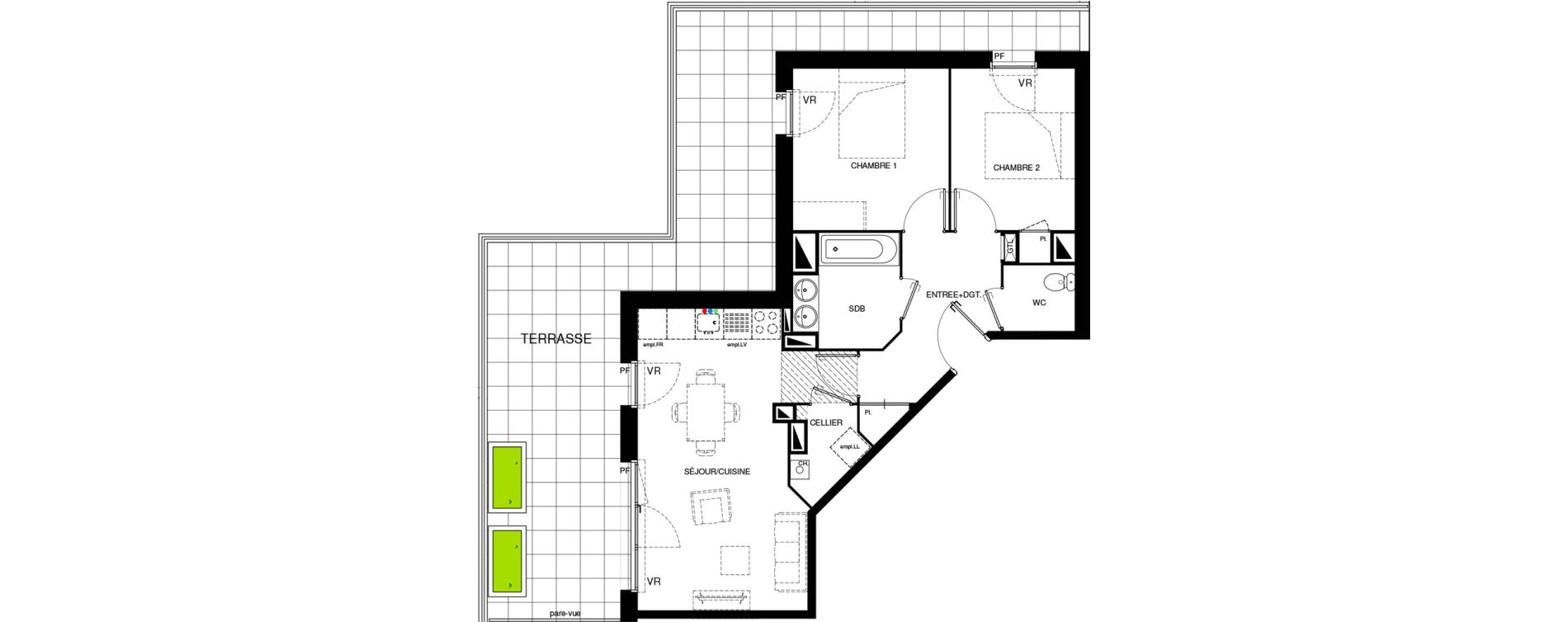 Appartement T3 de 60,30 m2 &agrave; Villenave-D'Ornon Chambery