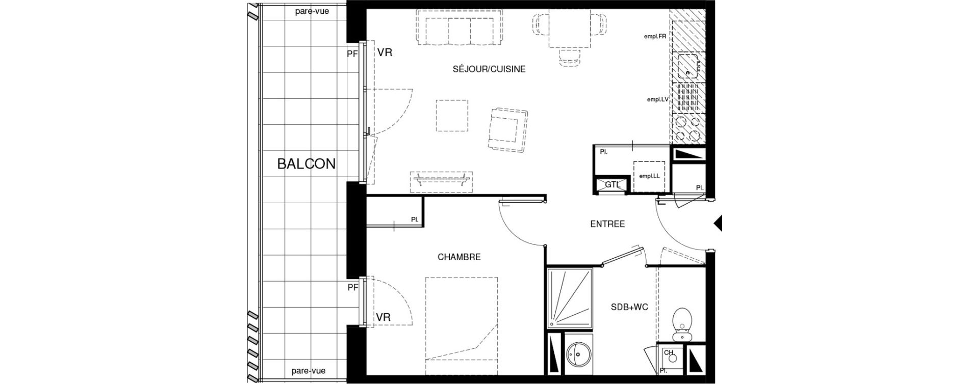 Appartement T2 de 45,07 m2 &agrave; Villenave-D'Ornon Chambery
