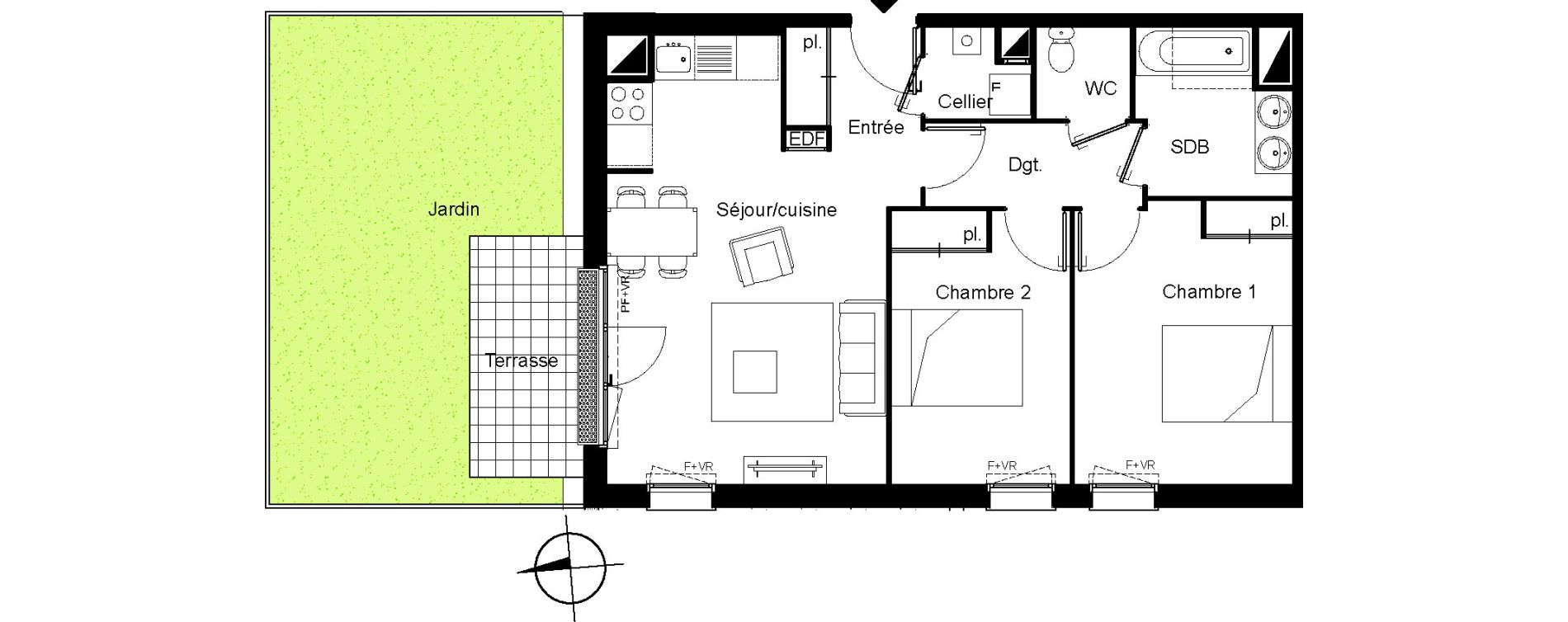 Appartement T3 de 62,57 m2 &agrave; Villenave-D'Ornon Le bocage