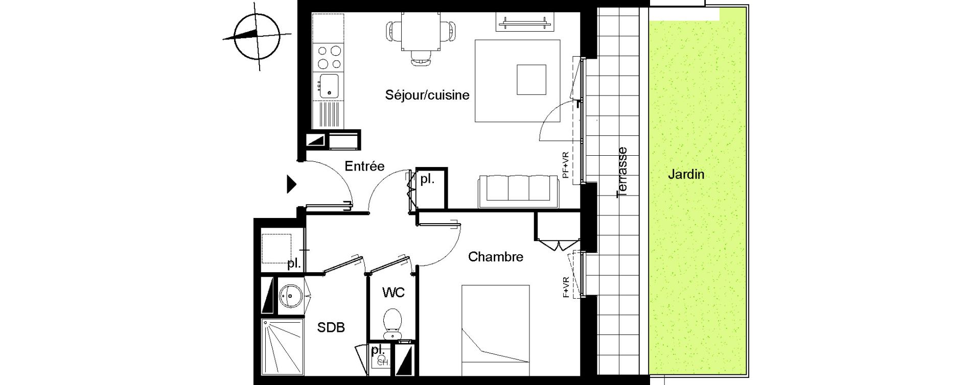 Appartement T2 de 44,52 m2 &agrave; Villenave-D'Ornon Le bocage