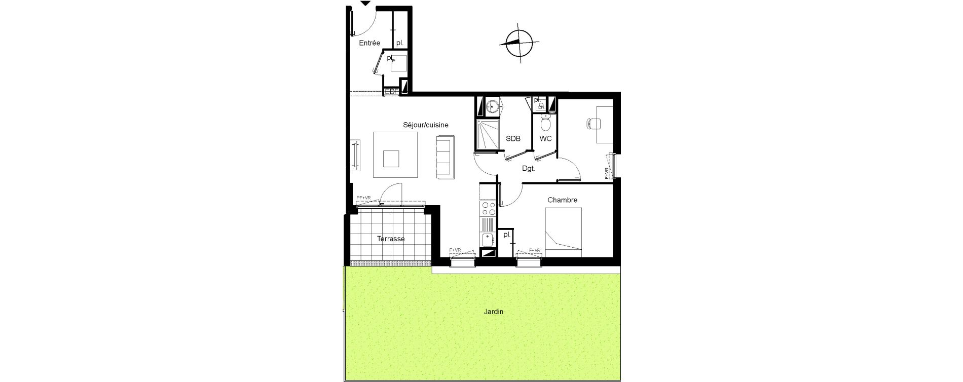 Appartement T2 bis de 60,46 m2 &agrave; Villenave-D'Ornon Le bocage