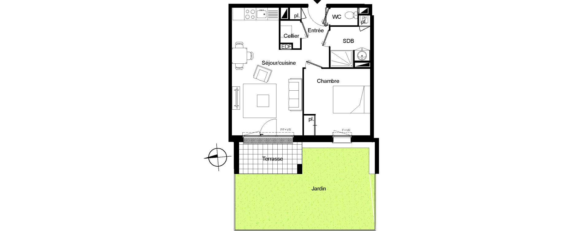 Appartement T2 de 45,44 m2 &agrave; Villenave-D'Ornon Le bocage
