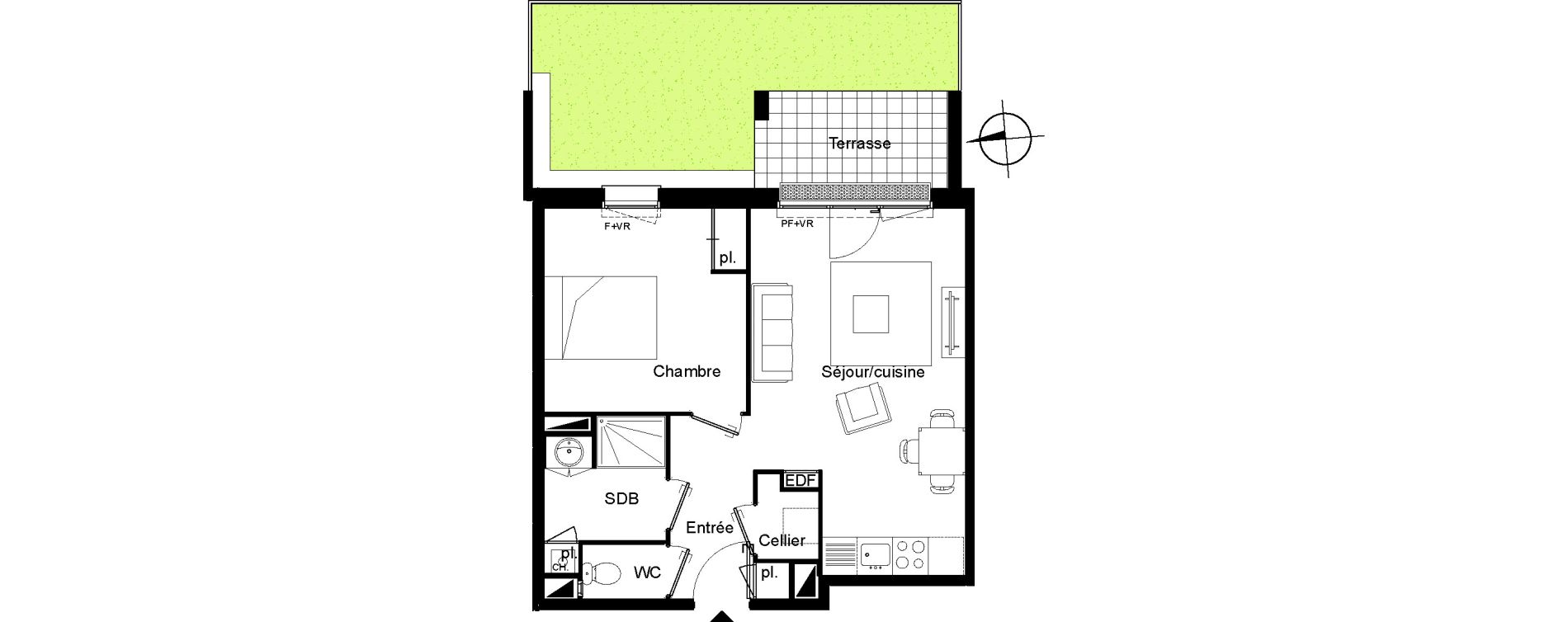 Appartement T2 de 44,32 m2 &agrave; Villenave-D'Ornon Le bocage