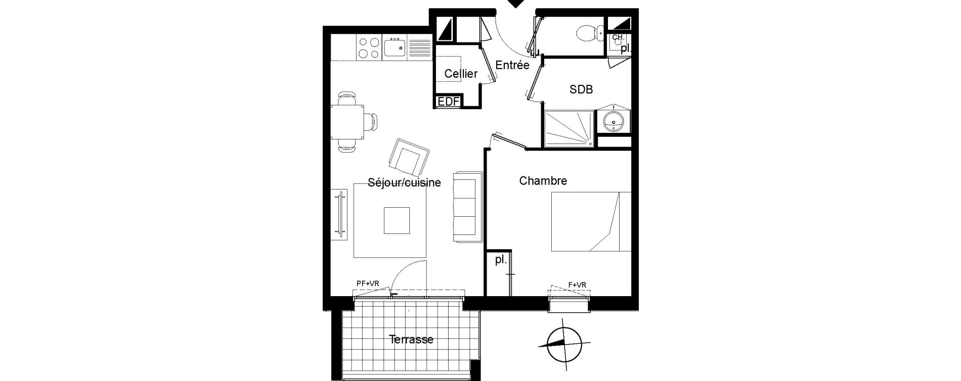 Appartement T2 de 44,21 m2 &agrave; Villenave-D'Ornon Le bocage