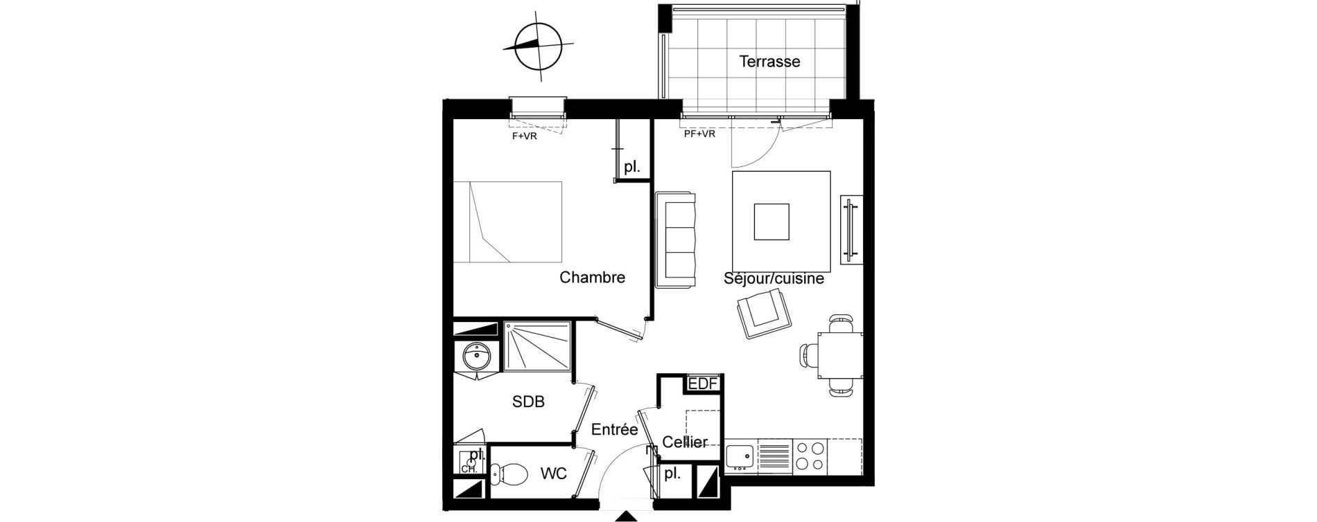 Appartement T2 de 44,32 m2 &agrave; Villenave-D'Ornon Le bocage