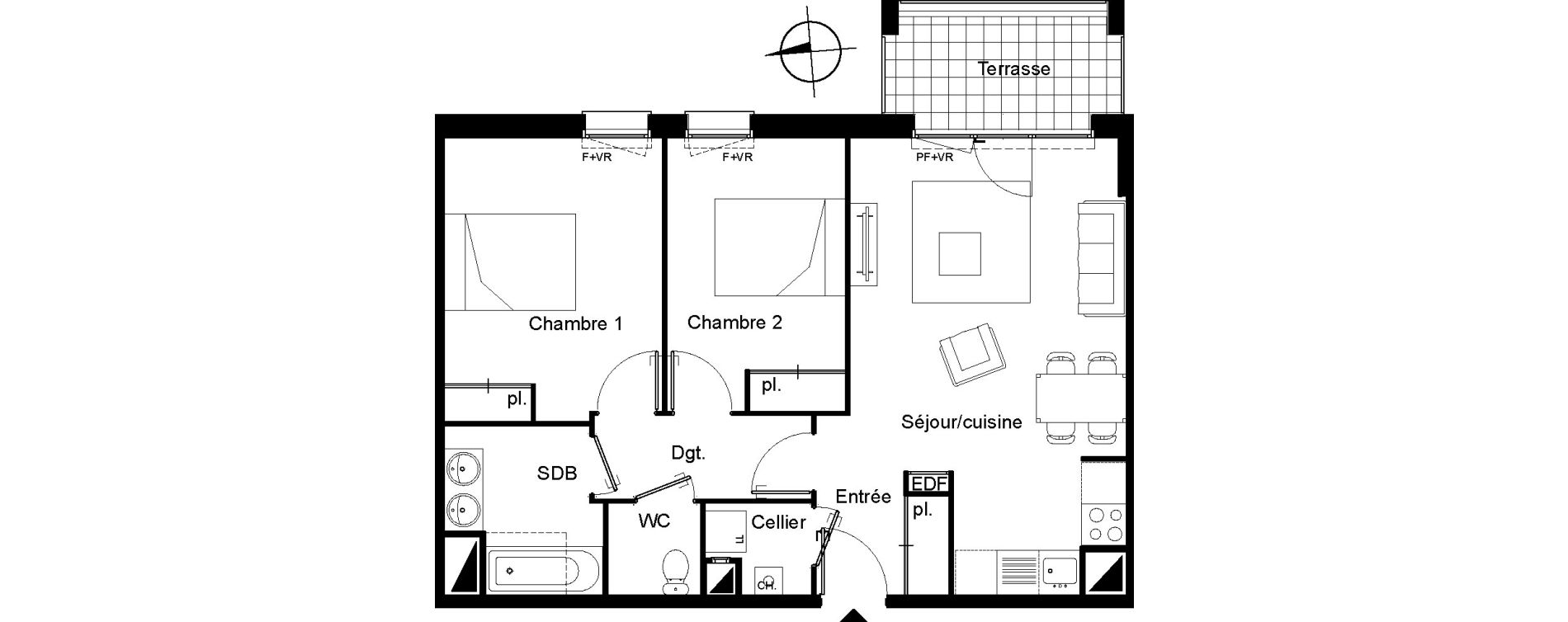 Appartement T3 de 62,29 m2 &agrave; Villenave-D'Ornon Le bocage