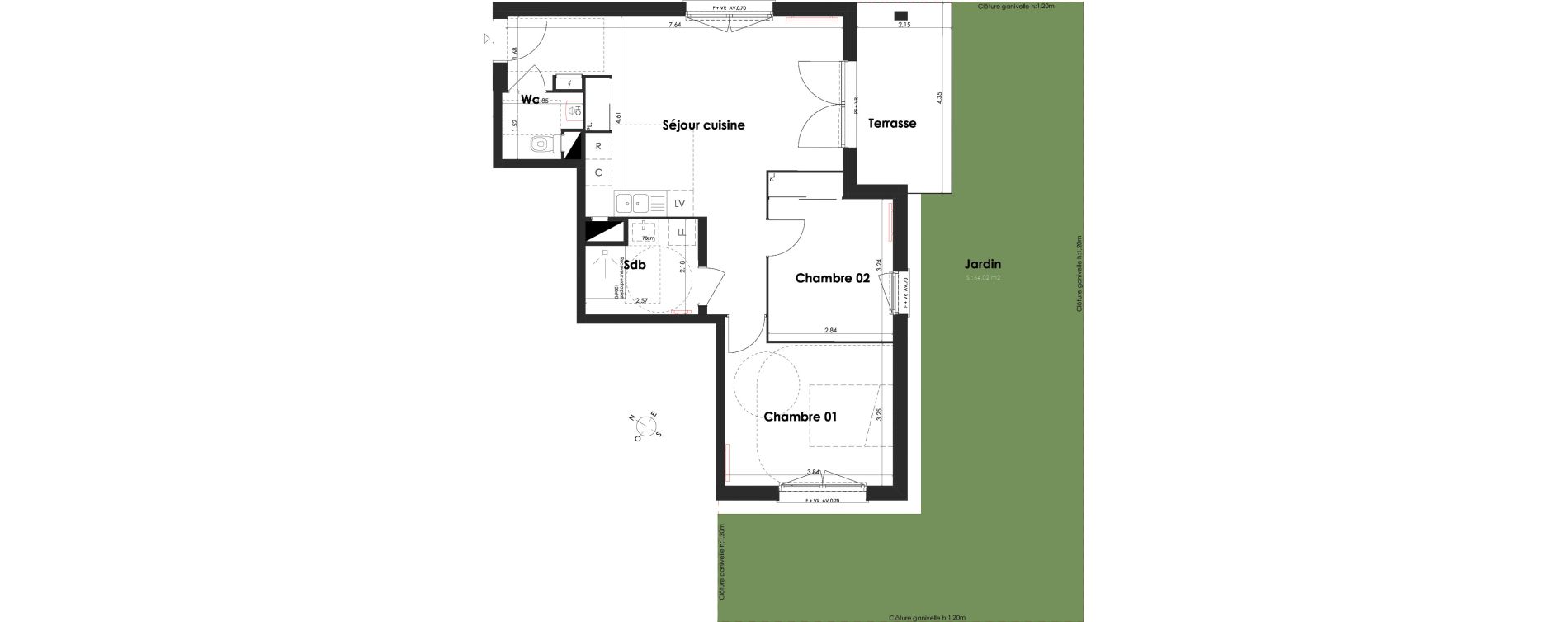 Appartement T3 de 61,27 m2 &agrave; Villenave-D'Ornon Peyrehaut - carbonnieux - trigan