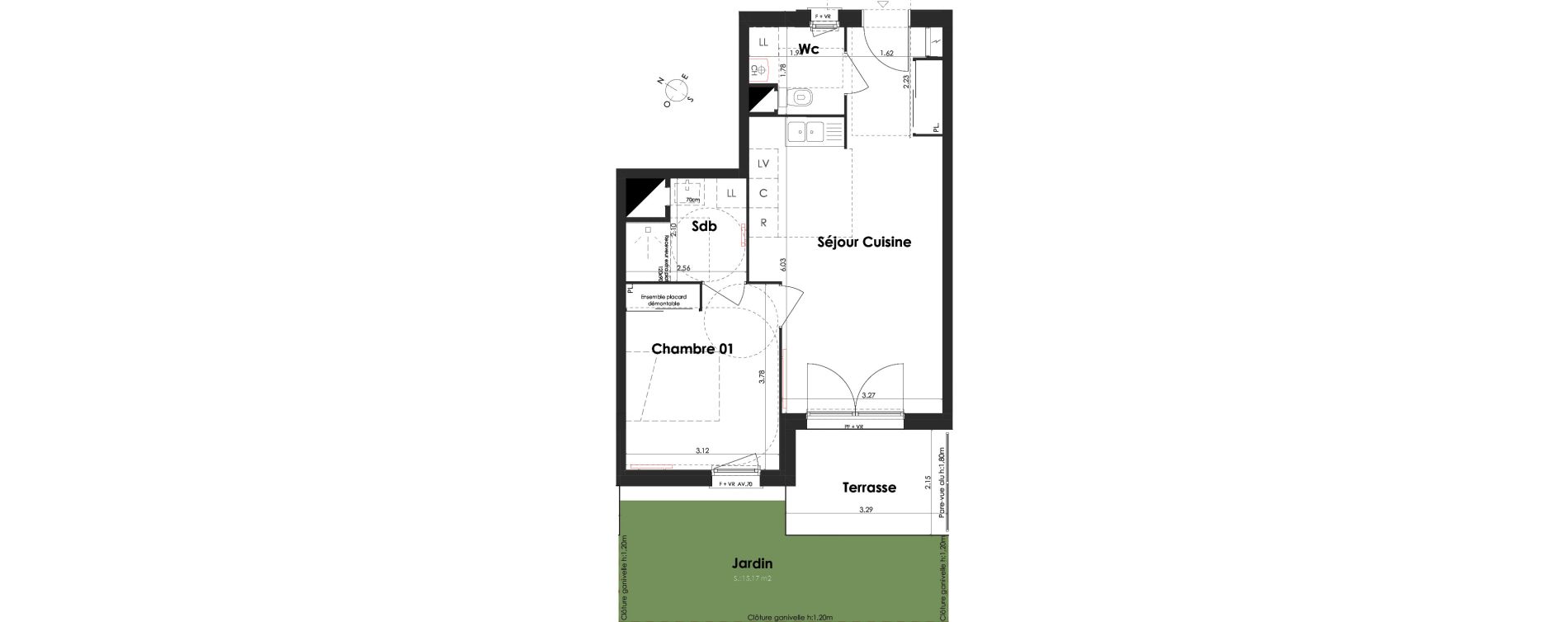 Appartement T2 de 44,41 m2 &agrave; Villenave-D'Ornon Peyrehaut - carbonnieux - trigan