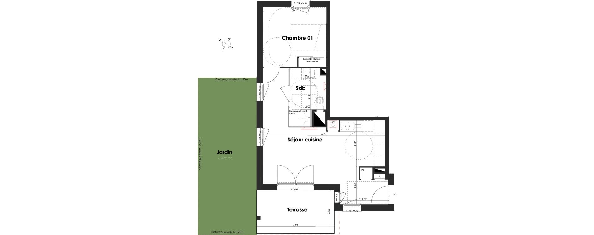 Appartement T2 de 44,88 m2 &agrave; Villenave-D'Ornon Peyrehaut - carbonnieux - trigan