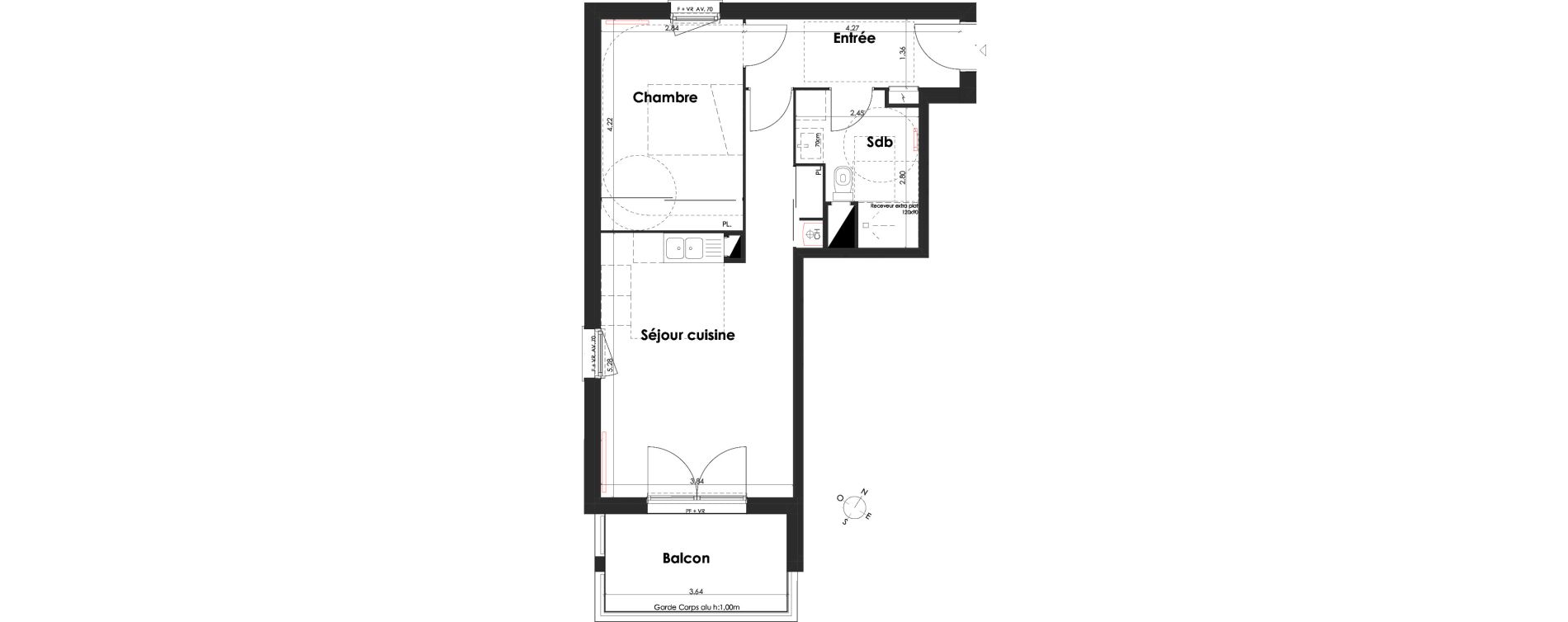Appartement T2 de 47,37 m2 &agrave; Villenave-D'Ornon Peyrehaut - carbonnieux - trigan