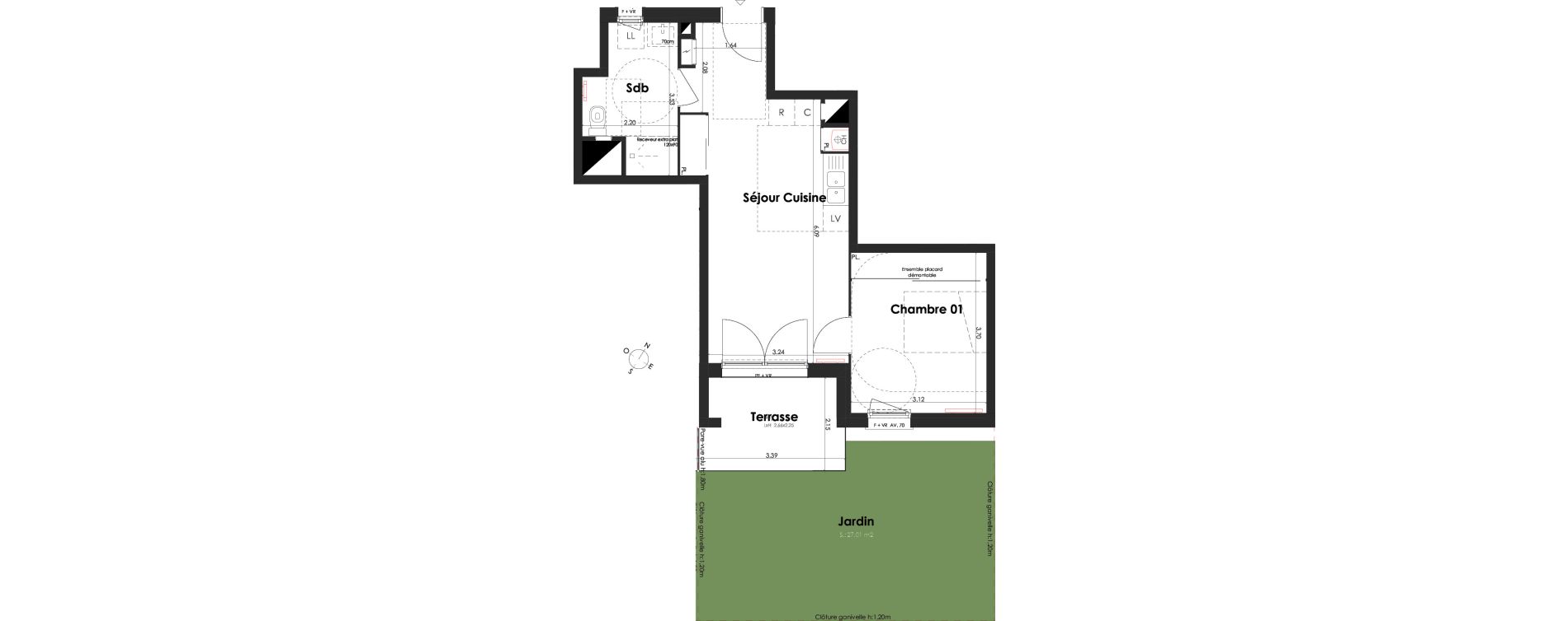 Appartement T2 de 41,20 m2 &agrave; Villenave-D'Ornon Peyrehaut - carbonnieux - trigan