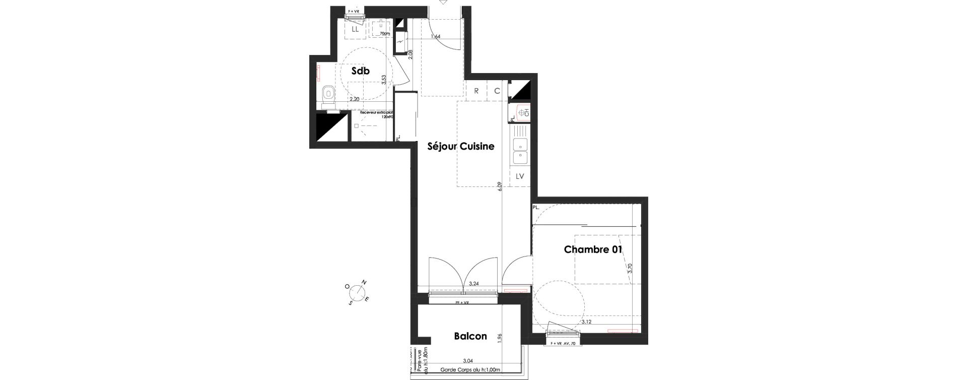 Appartement T2 de 41,63 m2 &agrave; Villenave-D'Ornon Peyrehaut - carbonnieux - trigan