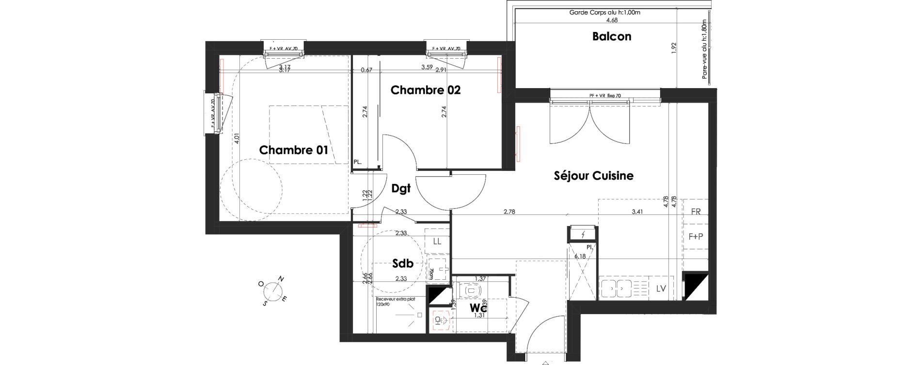 Appartement T3 de 60,03 m2 &agrave; Villenave-D'Ornon Peyrehaut - carbonnieux - trigan