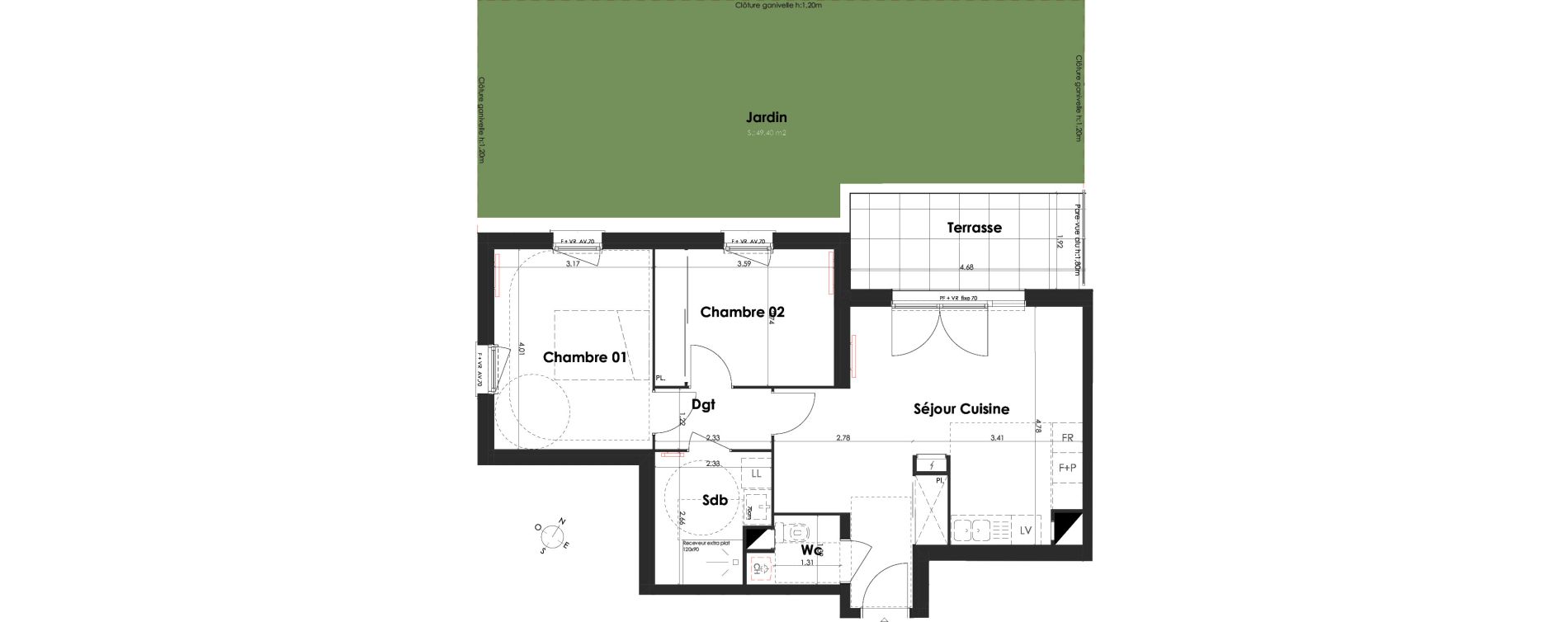 Appartement T3 de 59,90 m2 &agrave; Villenave-D'Ornon Peyrehaut - carbonnieux - trigan