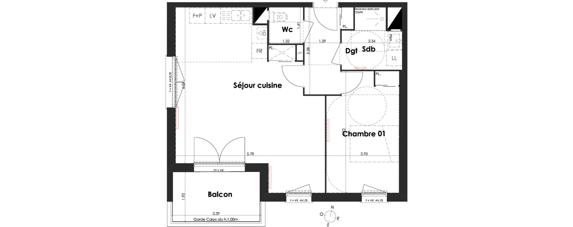 Appartement T2 de 60,82 m2 &agrave; Villenave-D'Ornon Peyrehaut - carbonnieux - trigan