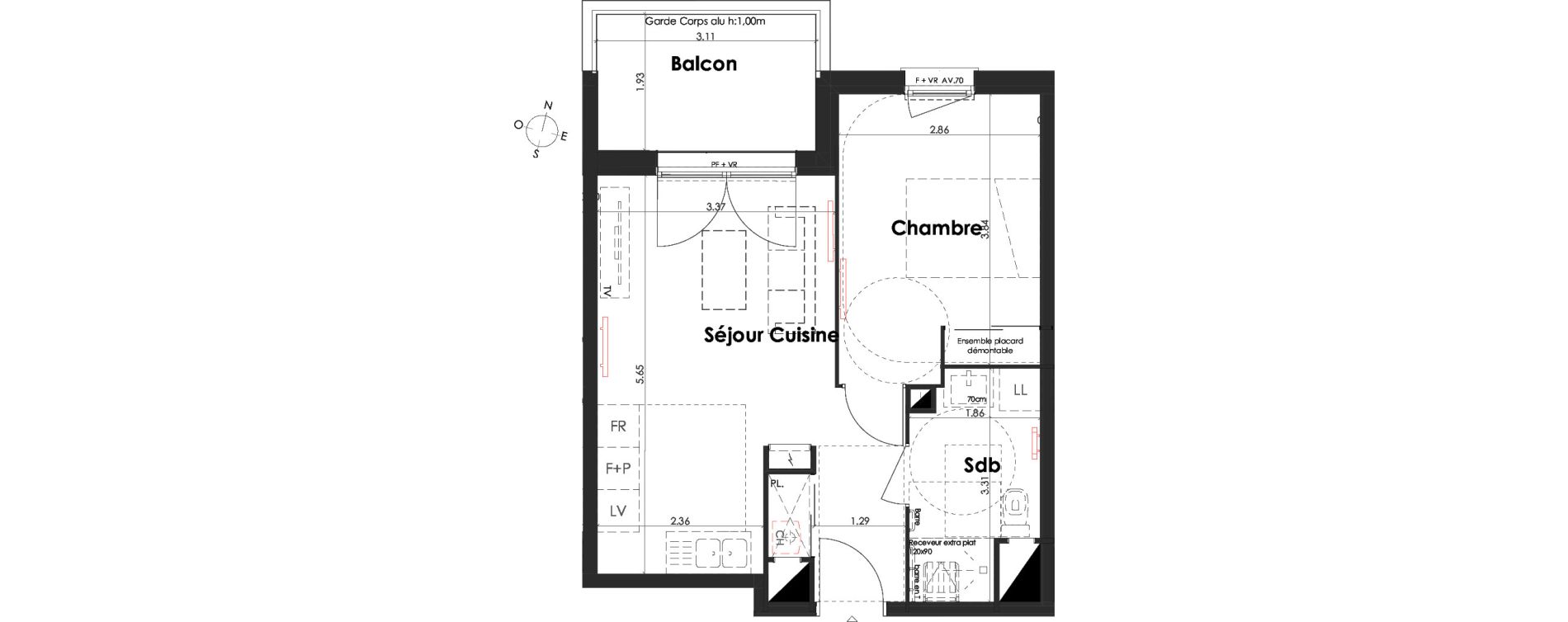Appartement T2 de 38,28 m2 &agrave; Villenave-D'Ornon Peyrehaut - carbonnieux - trigan