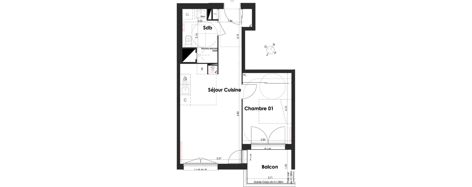 Appartement T2 de 42,67 m2 &agrave; Villenave-D'Ornon Peyrehaut - carbonnieux - trigan
