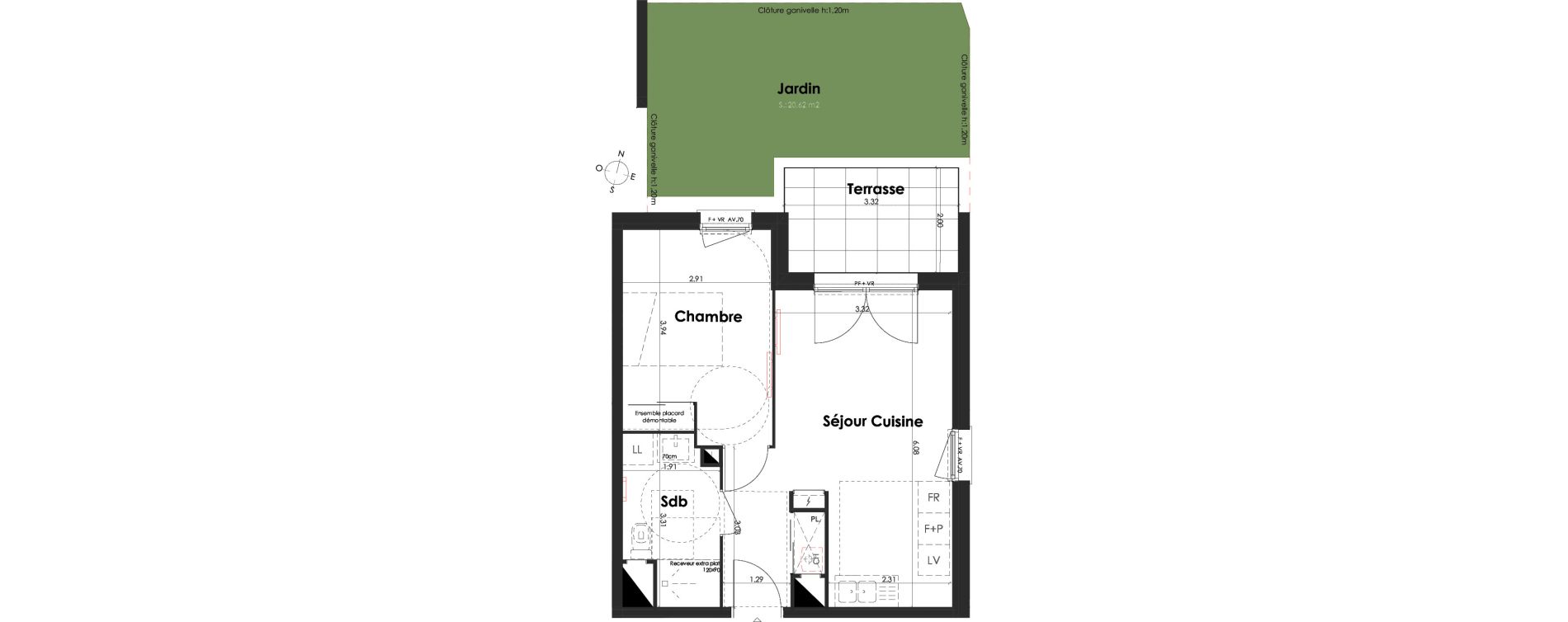 Appartement T2 de 38,25 m2 &agrave; Villenave-D'Ornon Peyrehaut - carbonnieux - trigan