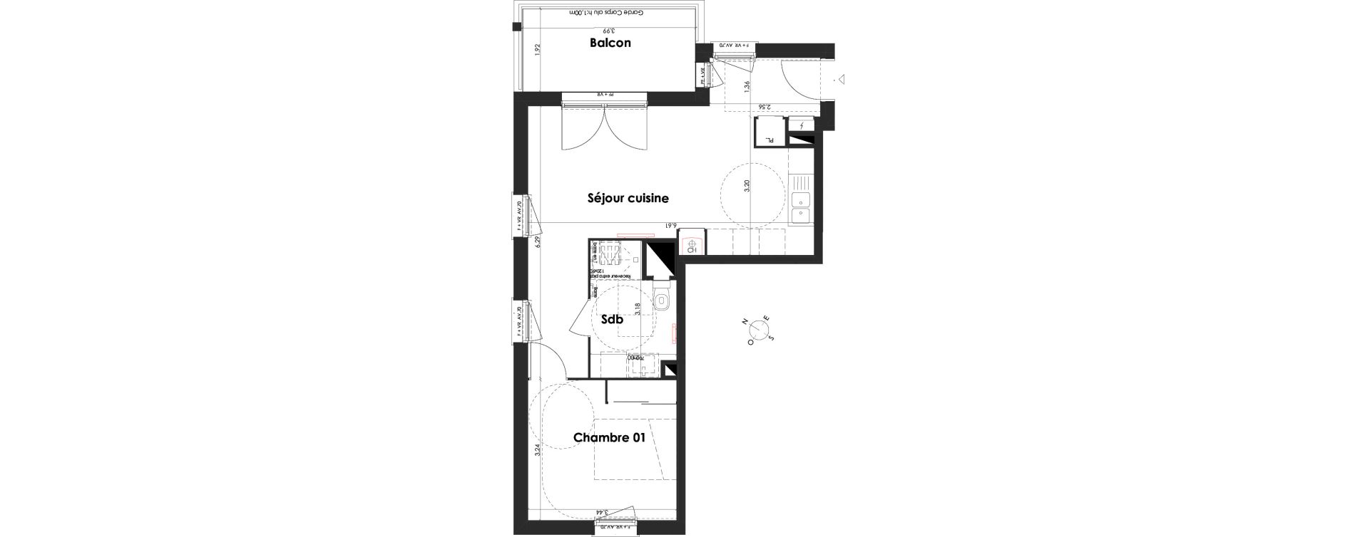Appartement T2 de 44,81 m2 &agrave; Villenave-D'Ornon Peyrehaut - carbonnieux - trigan