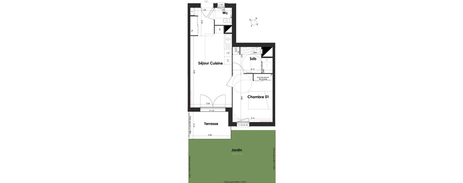 Appartement T2 de 42,35 m2 &agrave; Villenave-D'Ornon Peyrehaut - carbonnieux - trigan