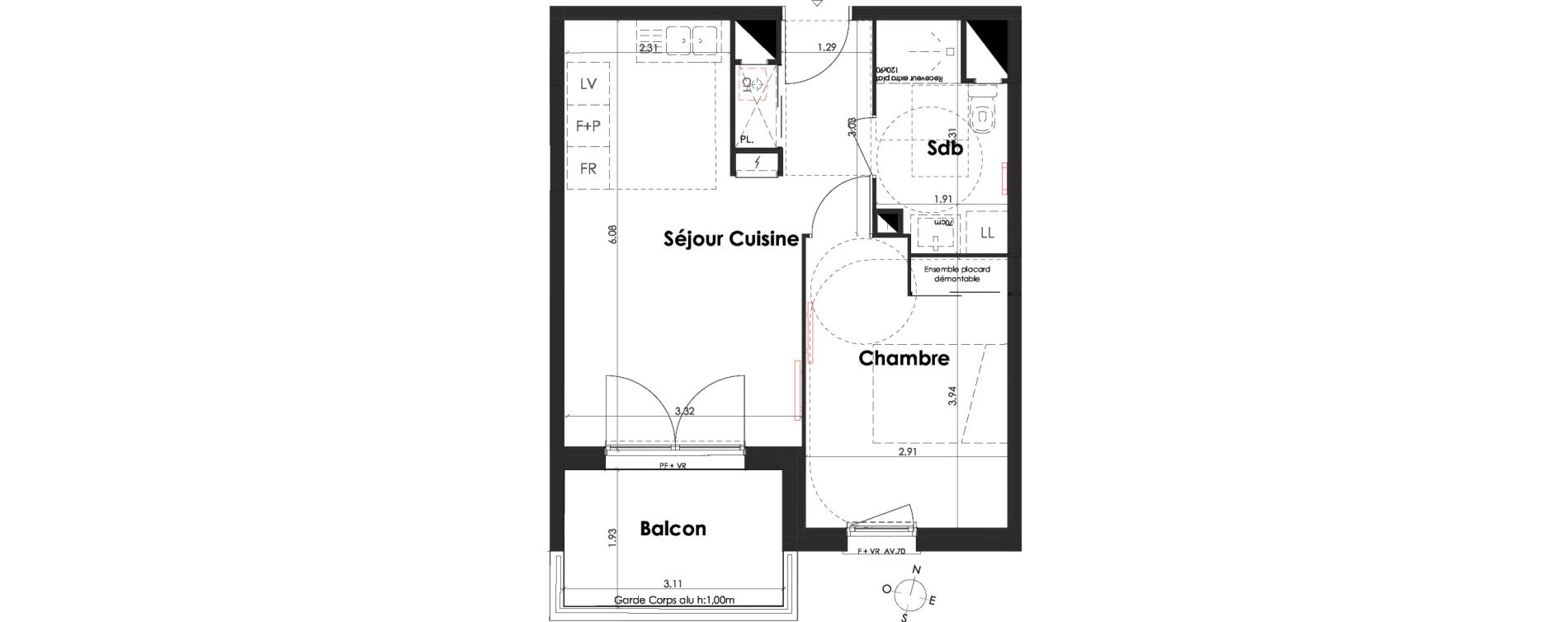 Appartement T2 de 39,19 m2 &agrave; Villenave-D'Ornon Peyrehaut - carbonnieux - trigan