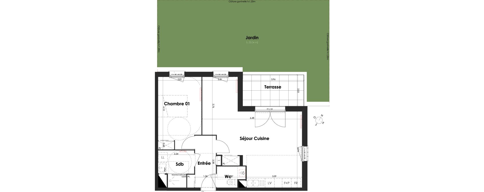 Appartement T2 de 55,56 m2 &agrave; Villenave-D'Ornon Peyrehaut - carbonnieux - trigan