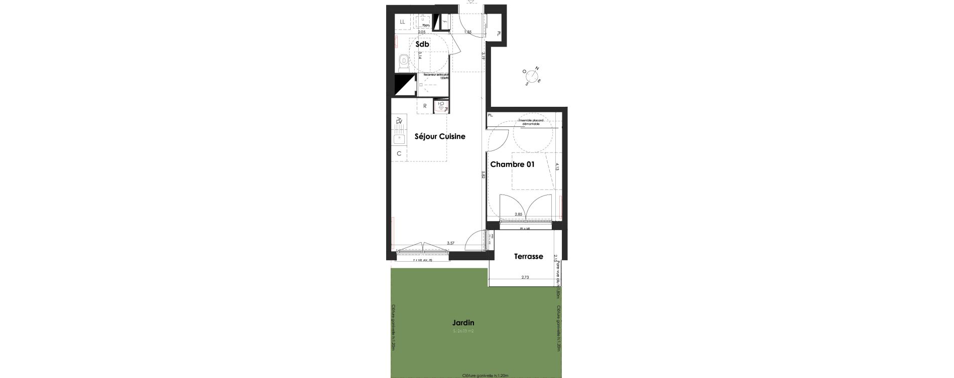 Appartement T2 de 42,63 m2 &agrave; Villenave-D'Ornon Peyrehaut - carbonnieux - trigan