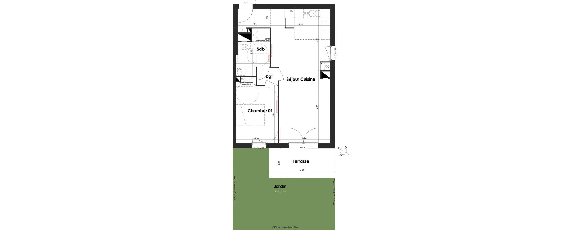 Appartement T2 de 54,44 m2 &agrave; Villenave-D'Ornon Peyrehaut - carbonnieux - trigan