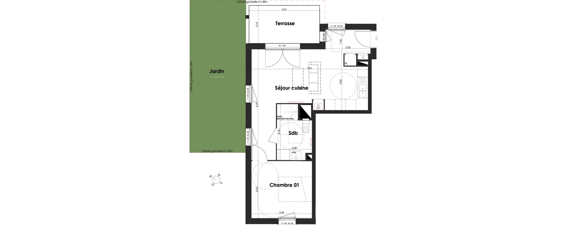 Appartement T2 de 44,80 m2 &agrave; Villenave-D'Ornon Peyrehaut - carbonnieux - trigan
