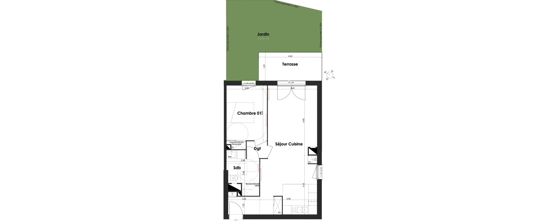 Appartement T2 de 54,43 m2 &agrave; Villenave-D'Ornon Peyrehaut - carbonnieux - trigan
