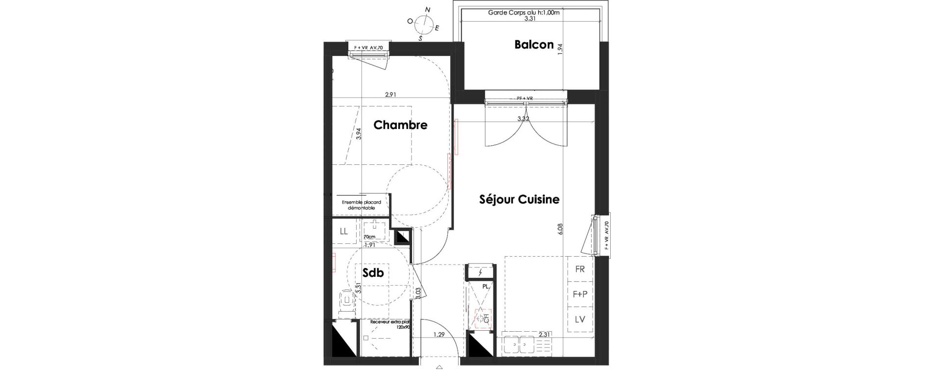 Appartement T2 de 39,24 m2 &agrave; Villenave-D'Ornon Peyrehaut - carbonnieux - trigan