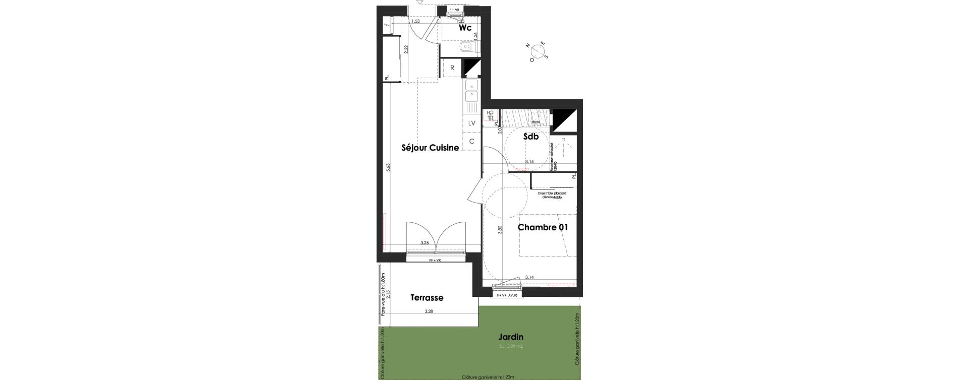 Appartement T2 de 42,34 m2 &agrave; Villenave-D'Ornon Peyrehaut - carbonnieux - trigan