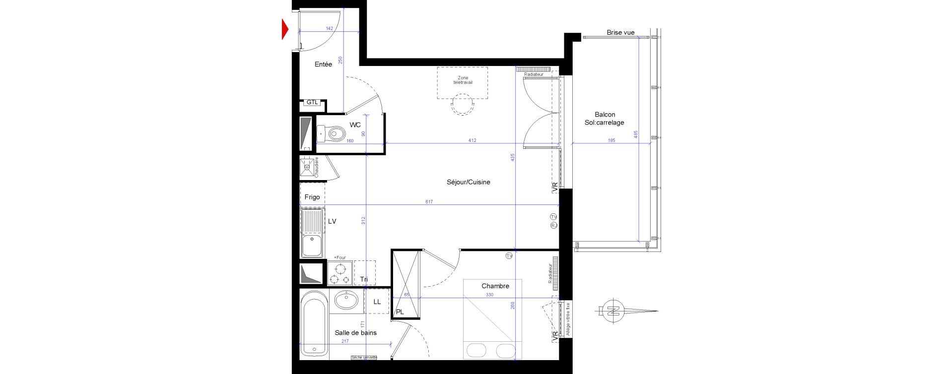 Appartement T2 de 43,41 m2 &agrave; Villenave-D'Ornon Centre