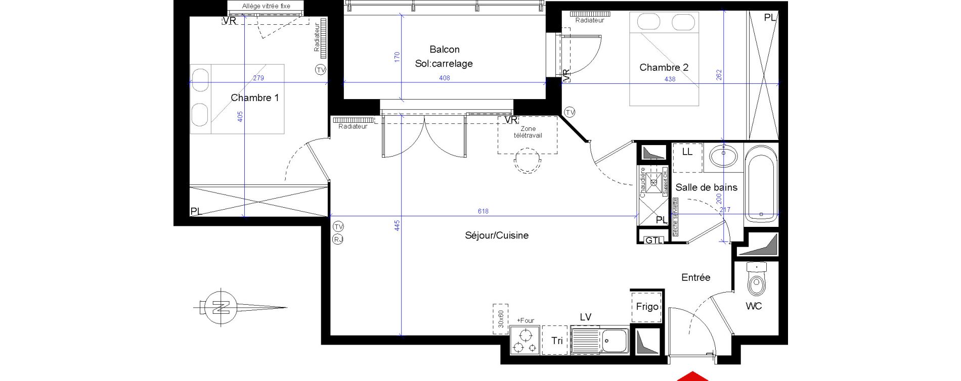 Appartement T3 de 59,73 m2 &agrave; Villenave-D'Ornon Centre