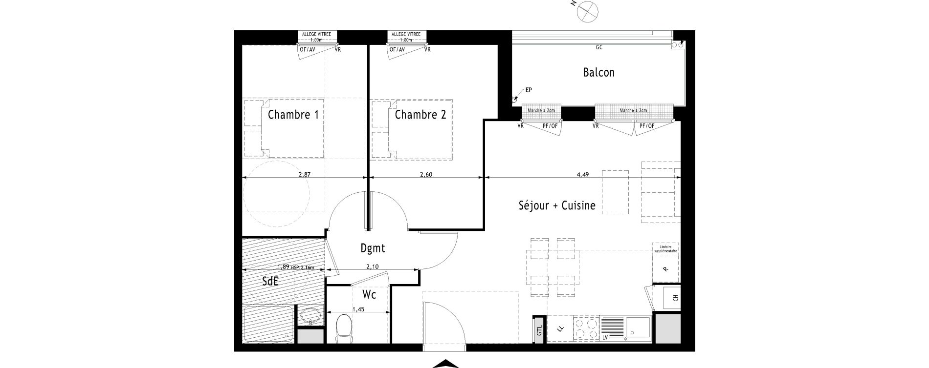 Appartement T3 de 59,68 m2 &agrave; Villenave-D'Ornon Centre