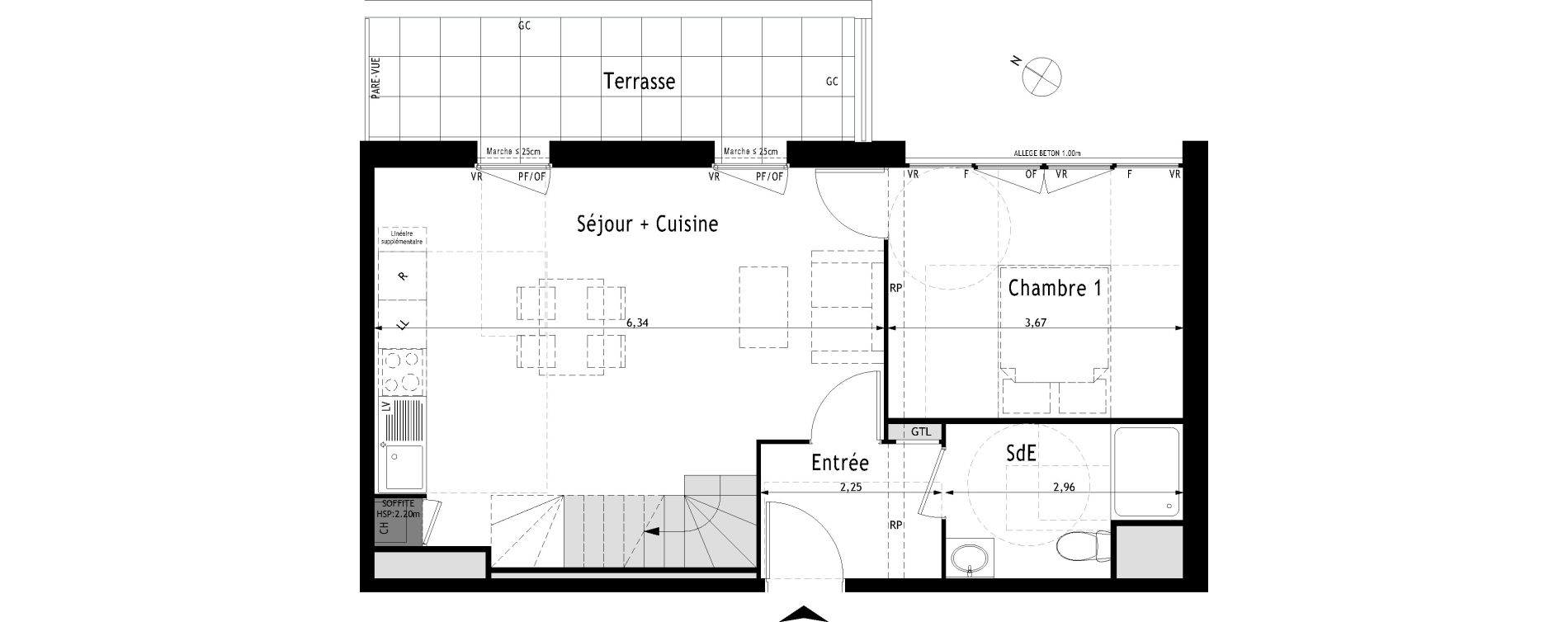 Duplex T4 de 73,62 m2 &agrave; Villenave-D'Ornon Centre
